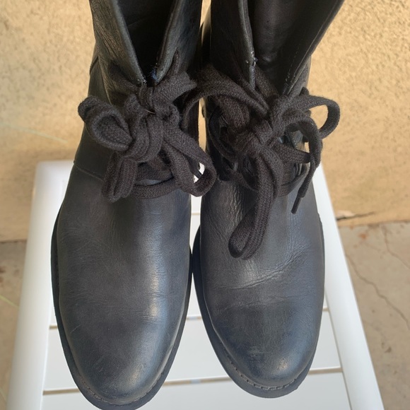 Calvin Klein Jeans black charcoal leather studded moto combat boots size 8.5 - Picture 9 of 15